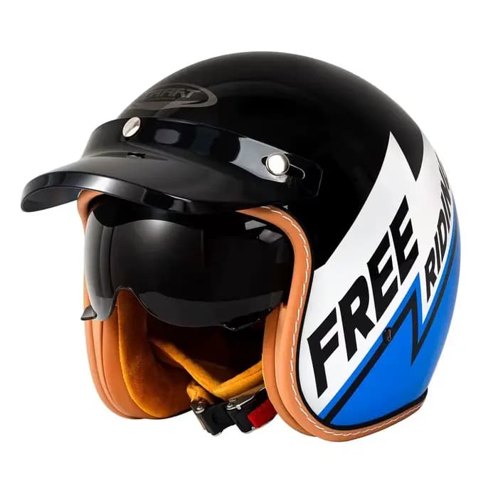 Casque de moto rétro 3/4 homologué DOT avec pare-brise intégré et visière