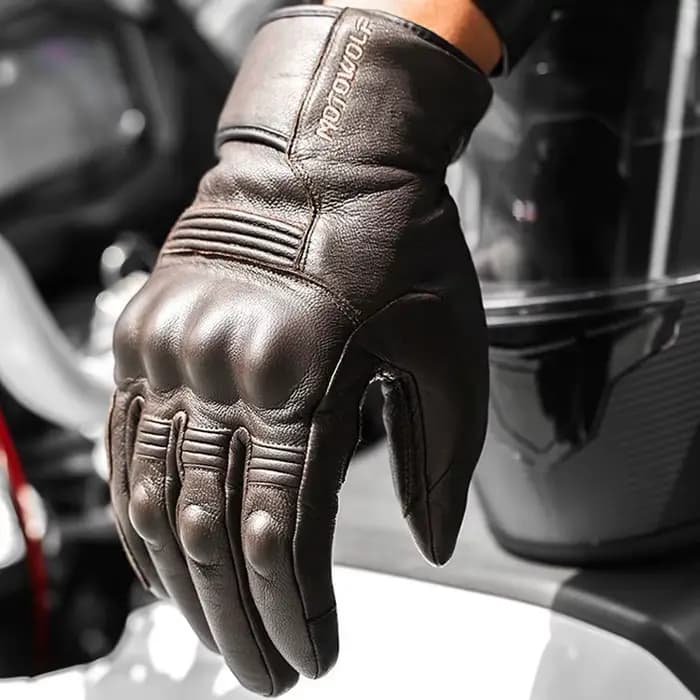 Gants de moto en cuir imperméables pour hommes