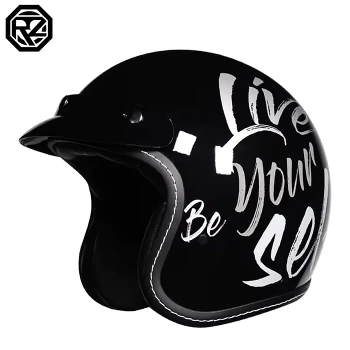 Casque de moto vintage 3/4 ouvert
