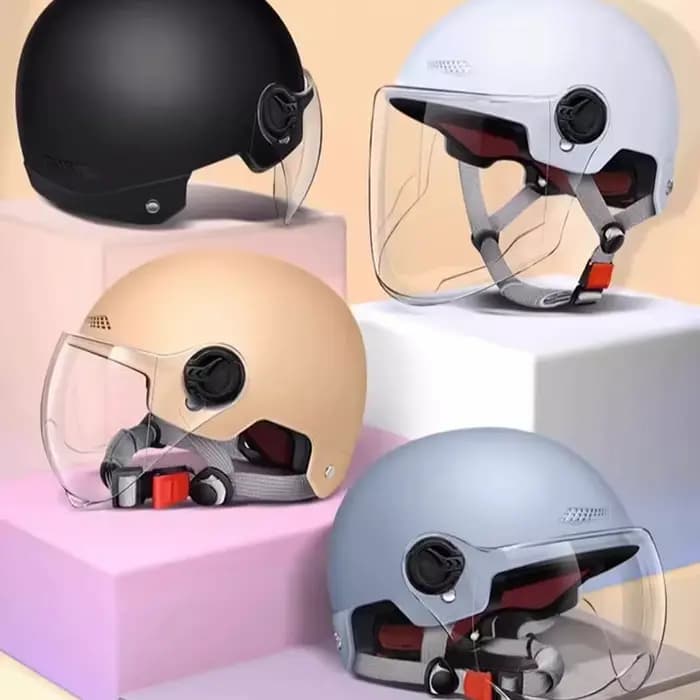 Demi-casque adulte avec lunettes pour moto et vélo - Design de dessin animé
