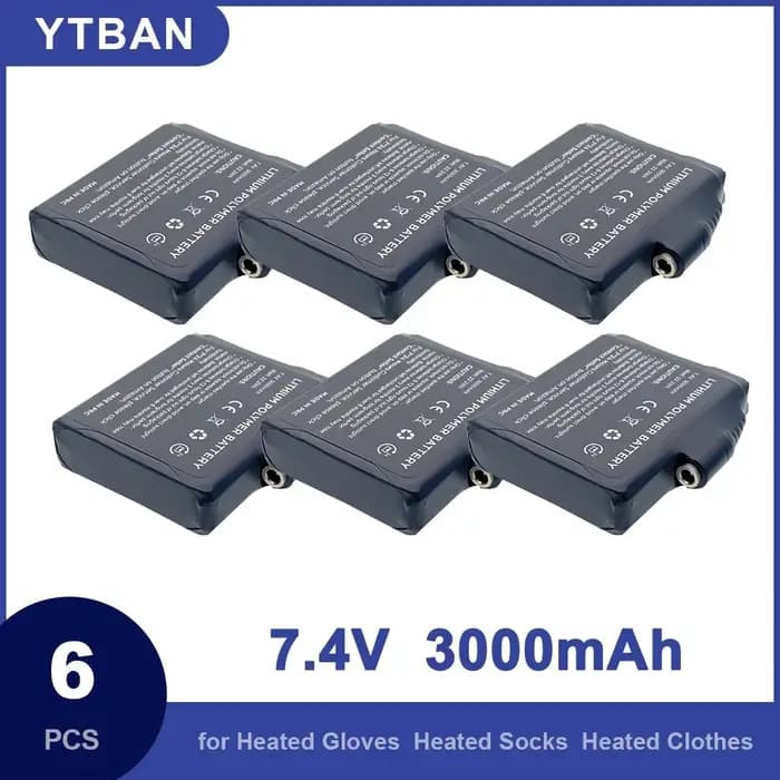 1-6 pièces gants chauffants batterie 7.4V 3000mah