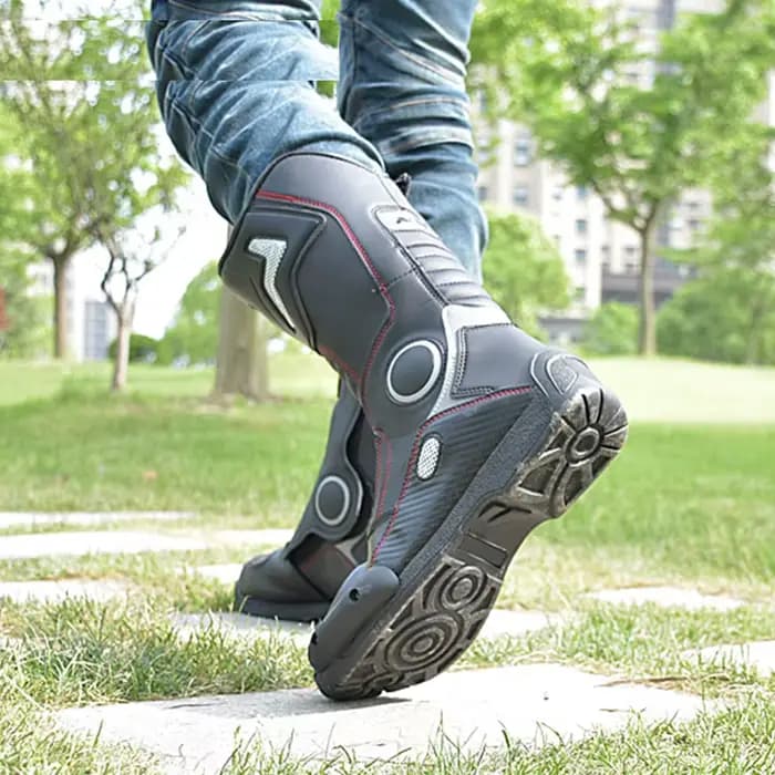 AMUMOTO bottes de moto hommes et femmes tirer chaussures