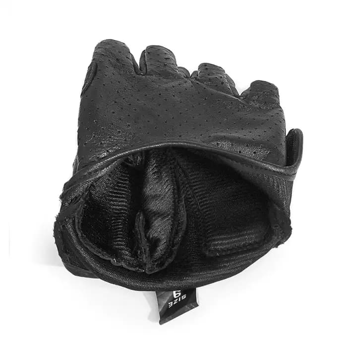 Gants de Moto demi-doigt en cuir véritable sans doigts pour hommes