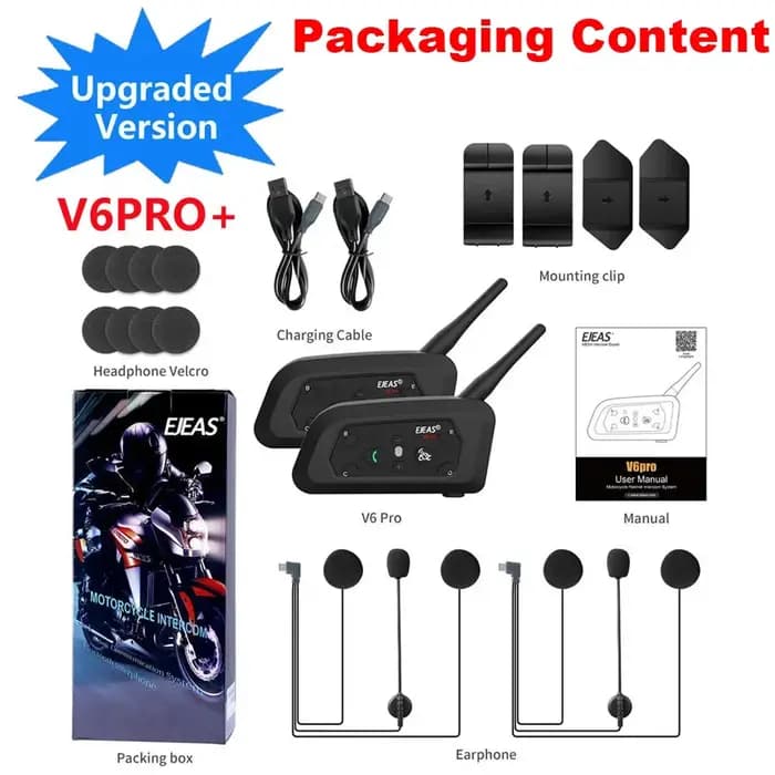 Casque de moto EJEAS V6 PRO+ avec interphone Bluetooth