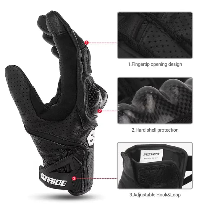HEROBIKER gants de Moto en cuir véritable hommes respirant