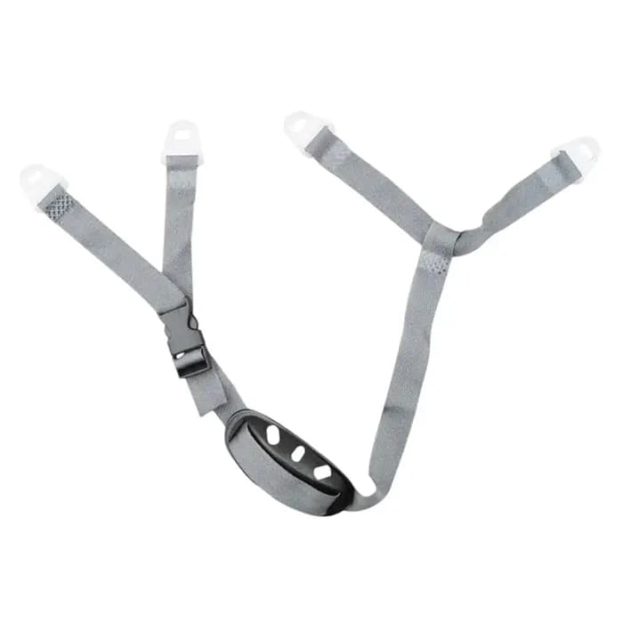 Sangle de menton réglable pour casque avec boucle à dégagement rapide et profilée pour casques de chantier, de moto et de football.