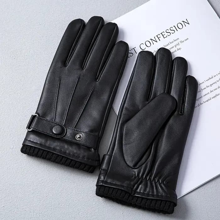 M-XL hommes en cuir véritable conduite cyclisme cadeau gants hiver chaud doublure douce avec de l'optique en peau de