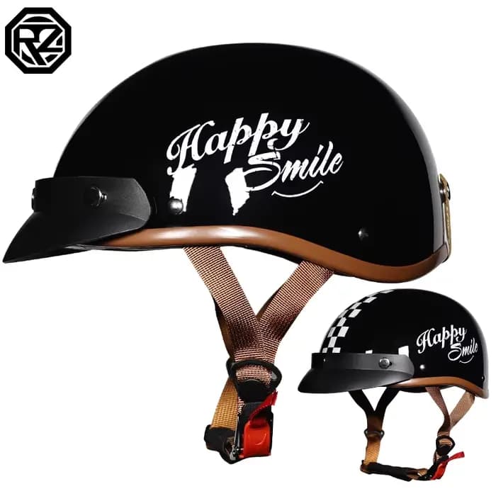 VOSS vintage moto rcycle casque rétro scooter demi-casque avec visière d'objectif intégrée