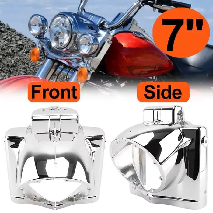 Accessoires de moto 7 ''couvercle de phare rond Nacelle Chrome ABS capot avant adapté pour Harley Touring Road King 2014-Up