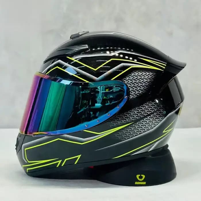 Casque de moto intégral Venom rouge certifié double sécurité avec plusieurs évents d'air