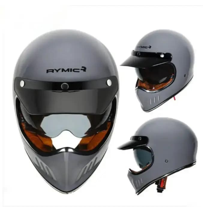 Casque de moto vintage RYMIC, casque rétro pour moto, casque intégral pour motocross tout-terrain