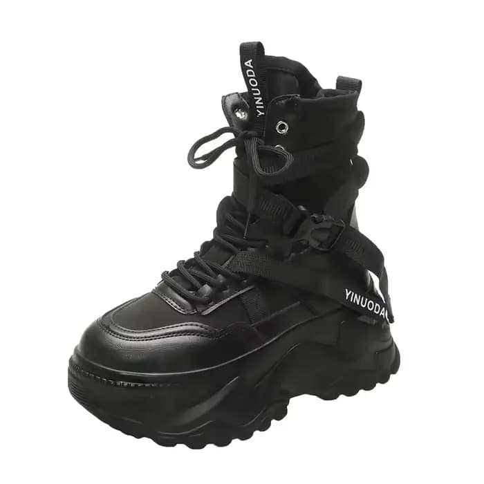 Bottes de moto à plateforme épaisse pour femmes, chaussures astronomiques optiques à lacets blancs,