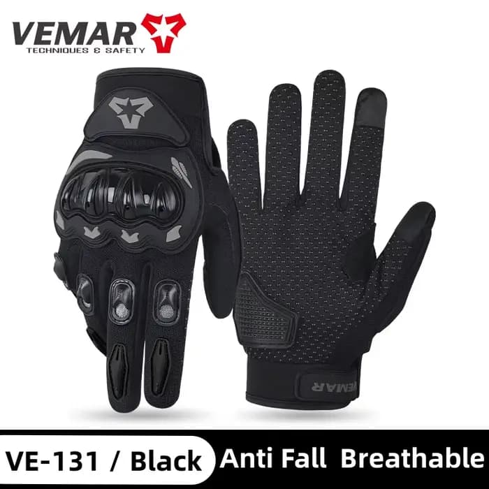 Gants de moto VEMAR pour l'été, à doigts entiers, compatibles avec les écrans tactiles, respirants,