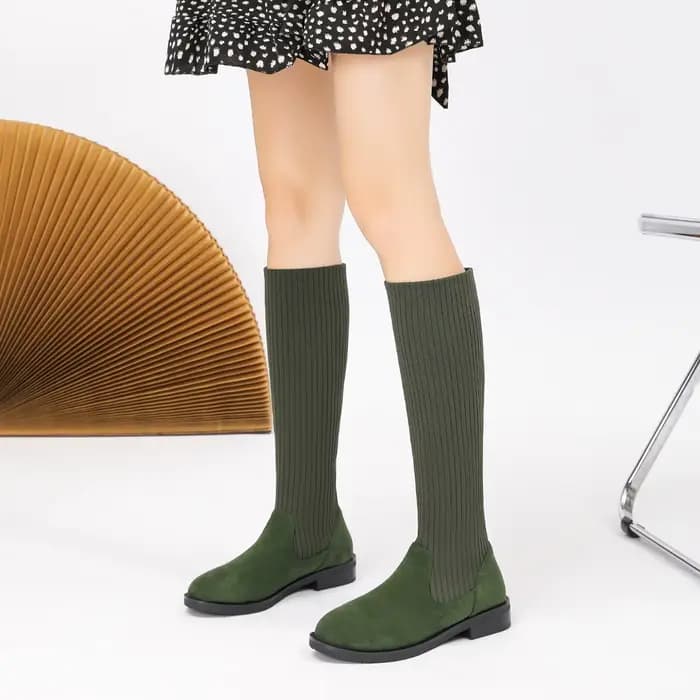 Bottes pour femmes 2025, nouvelles bottes plates confortables et décontractées à rayures