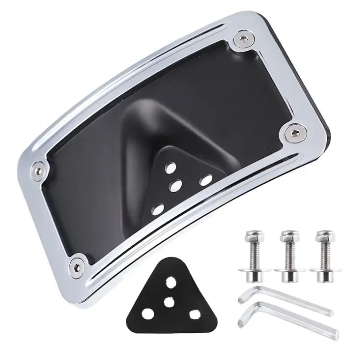 Support de montage de plaque d'immatriculation incurvé noir chromé pour support Harley Dyna Sportste