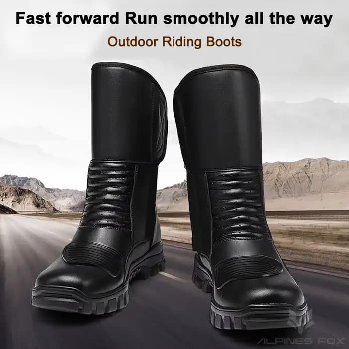 Bottes de moto en cuir imperméables pour hommes