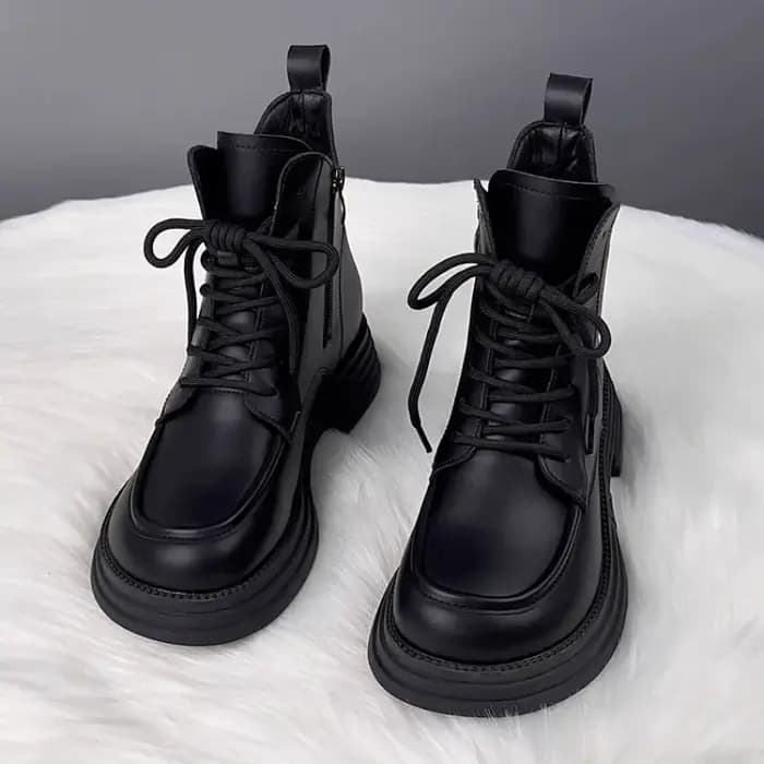 Bottines de moto pour femmes, chaussures populaires en peluche, chaudes, montantes, courtes, plateforme imperméable, pour l'extérieur, automne et hiver