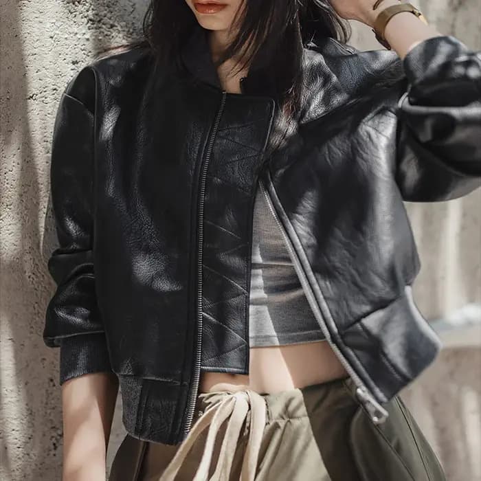 Maden – veste de motard en Faux cuir pour femme