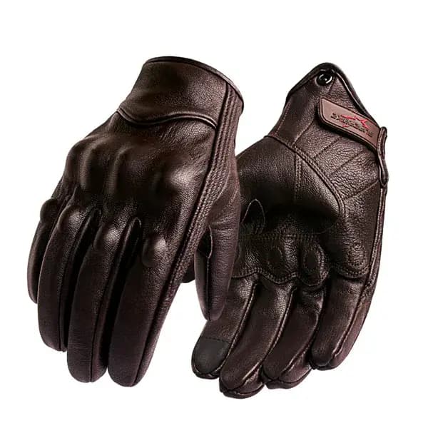 Gants de Moto hommes écran tactile en cuir marron gant de vélo électrique cyclisme doigt complet