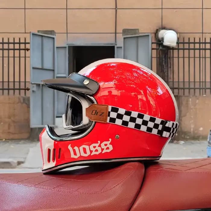 Casque de moto intégral vintage, casque de moto rétro Chopper, ent.com