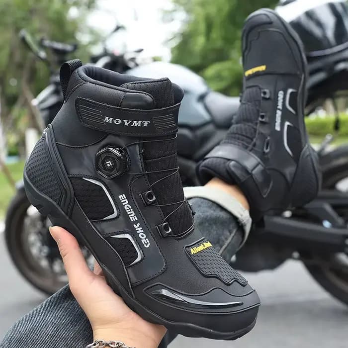Nouvelles bottes de moto hommes en cuir Motos respirant anti-dérapant résistant à l'usure