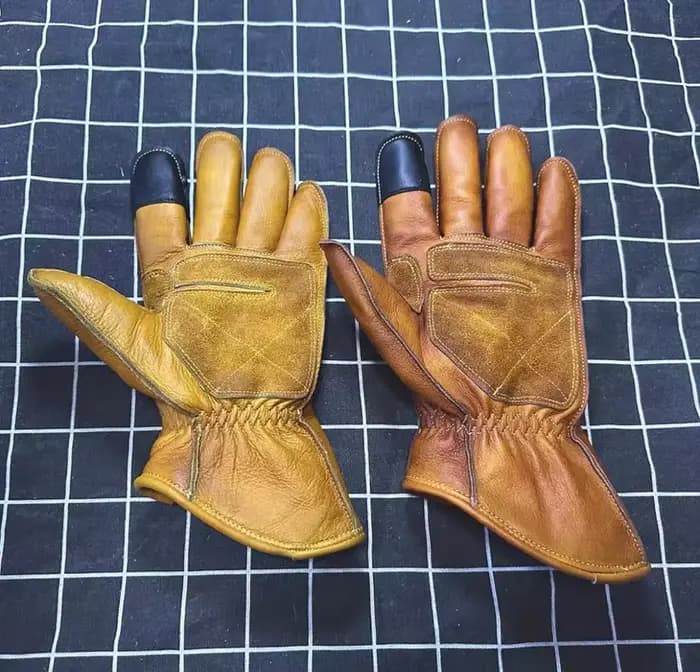 Gants de course de moto en cuir vintage faits à la main