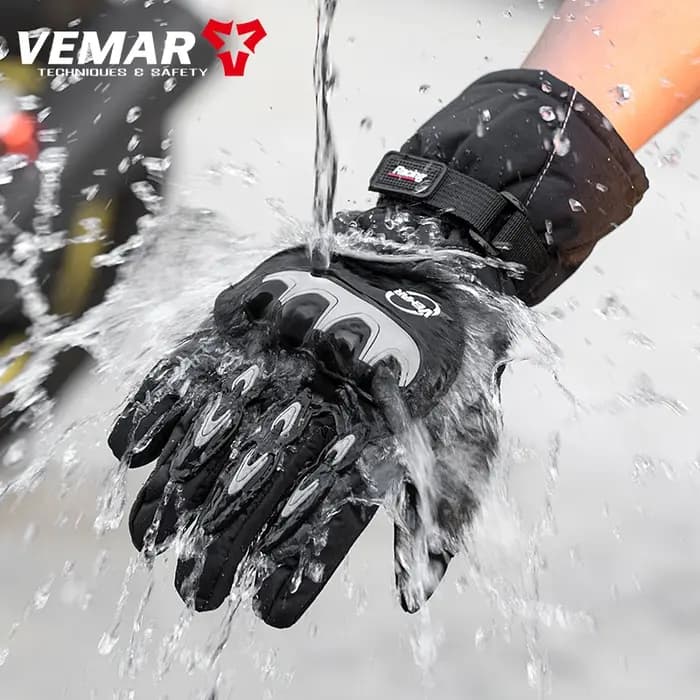 VEMAR gants de protection de moto de haute qualité, équipement d'équitation d'hiver imperméable avec paume antidérapante, gants de moto chauds