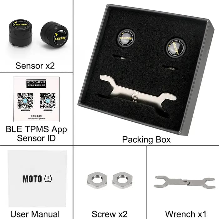 Moto TPMS 2 capteurs Bluetooth 4.0 5.0 système de surveillance de la pression des pneus Pit Bike testeur