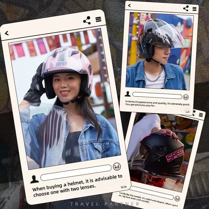 Casque de moto 3/4 light pour homme et femme. Idéal pour les scooters et les vélos. Ce