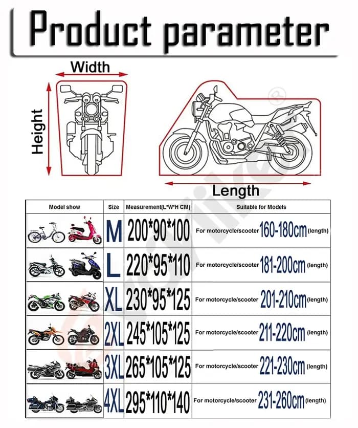 Housse de protection universelle pour moto, imperméable, anti-poussière, pour vélo et Scooter, prote