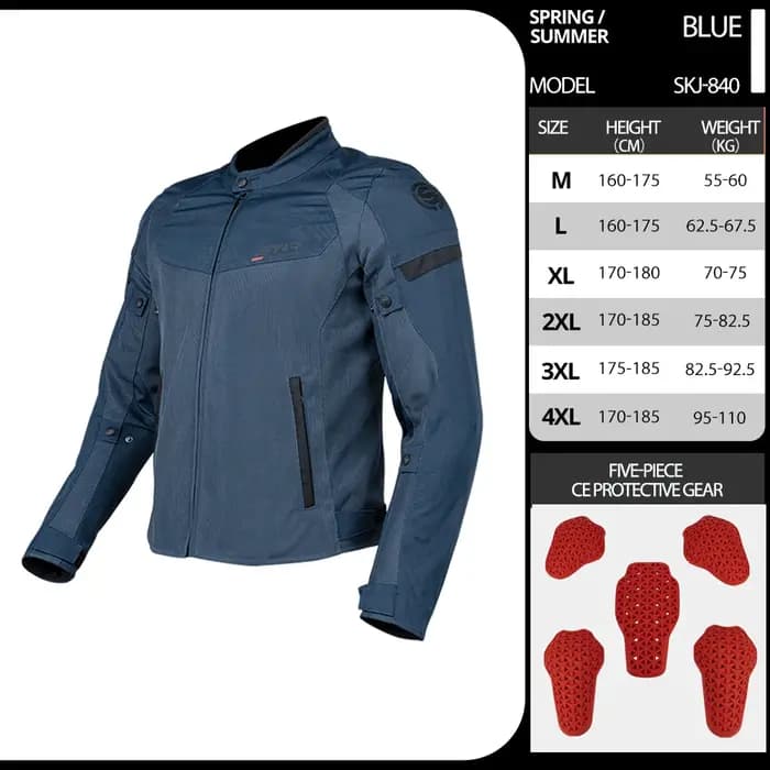 Veste de moto bleue d'été Certification CE
