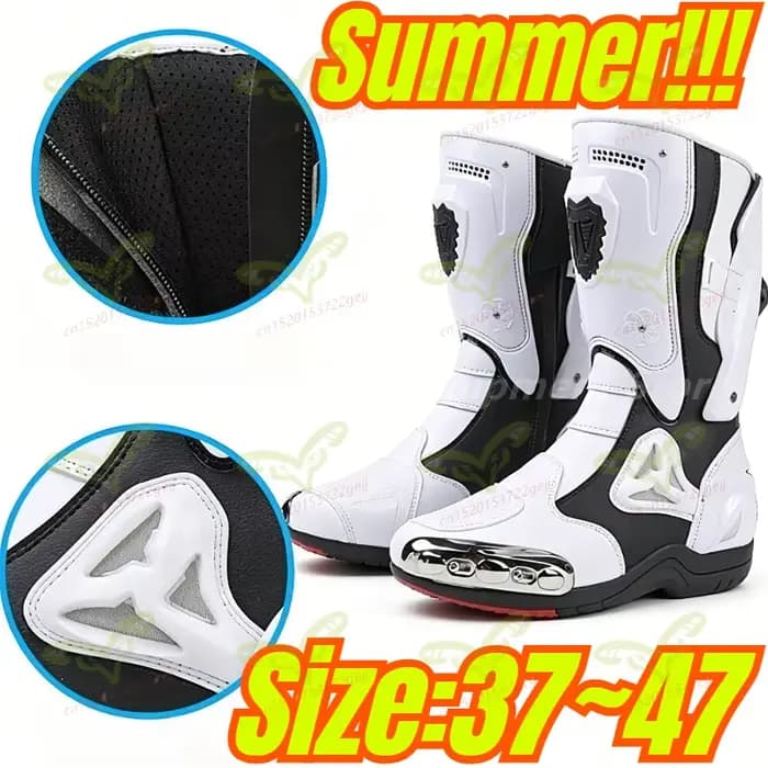 Bottes de moto en cuir pour hommes, chaussures antidérapantes, quatre saisons, course tout-terrain, Moto, voyage en plein air, randonnée, bottes d'été respirantes