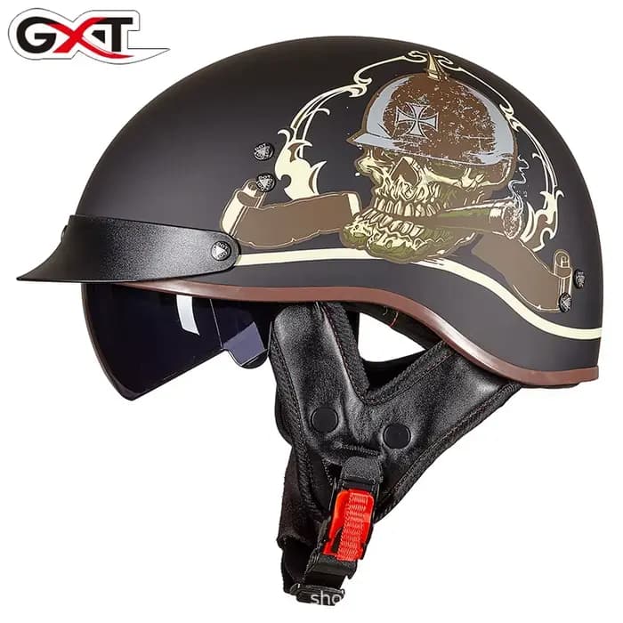 Demi-casque rétro Moto Cruiser casque Style allemand Vintage Casco