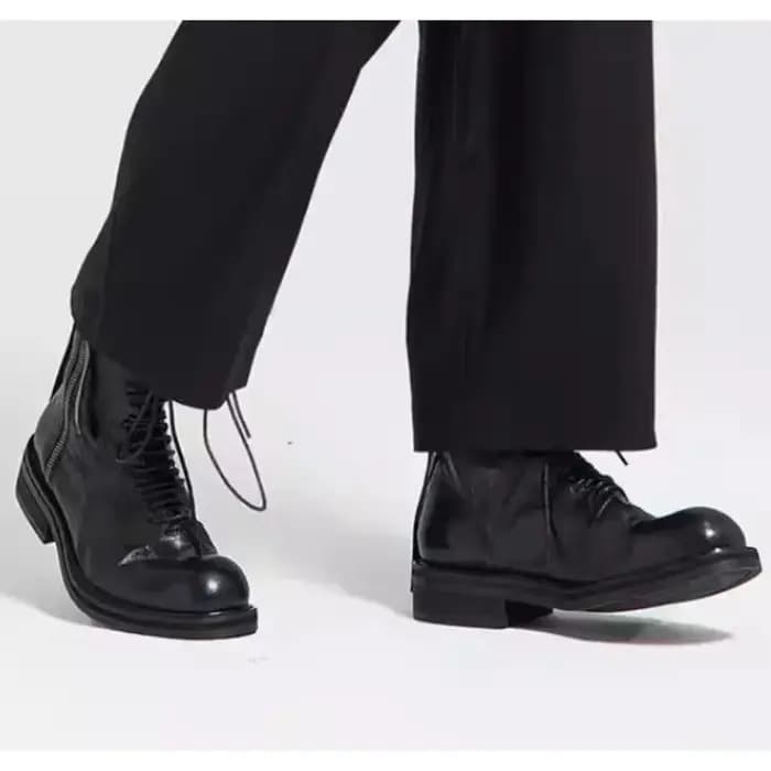Bottes de moto style britannique pour hommes, bottines en cuir véritable faites à la main, chaussures de loisirs vintage, chaussures de fête à semelle épaisse pour hommes