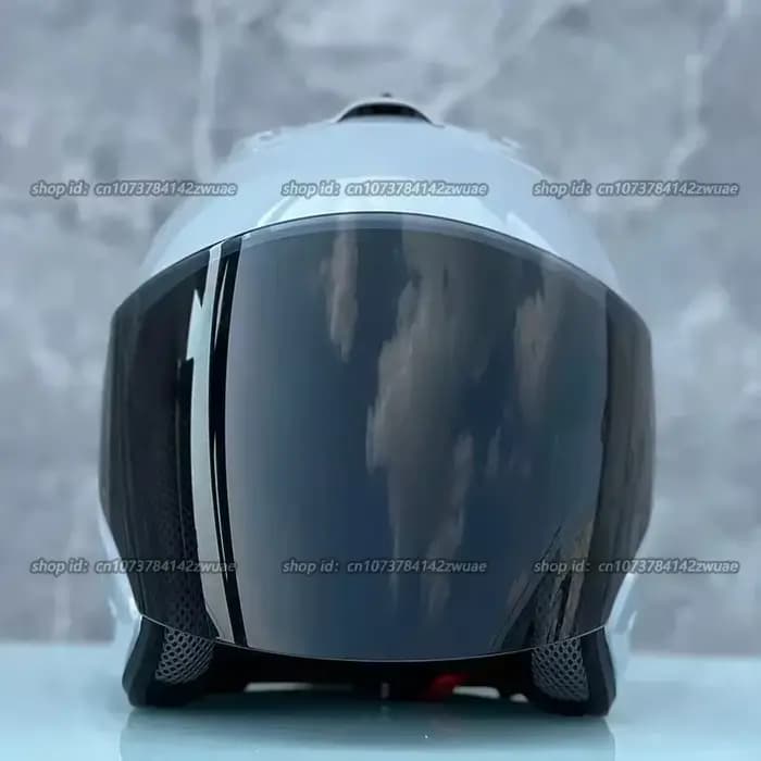 Demi-casque de moto tout-terrain gris brillant Ram4 pour hommes et femmes