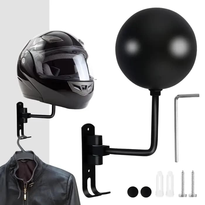 Porte-casque de moto Montage mural Rotation à 180 degrés Métal Casque de vélo Support de montage Cas