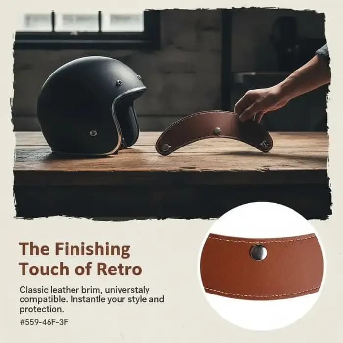 Visière de casque rétro à 3 broches en cuir amovible pour scooter, moto, casque de moto, pare-brise rabattable, protection contre la pluie et le soleil.
