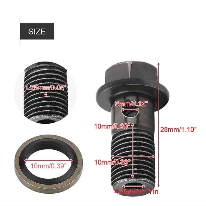 Boulon de banjo de frein universel en acier inoxydable pour moto
