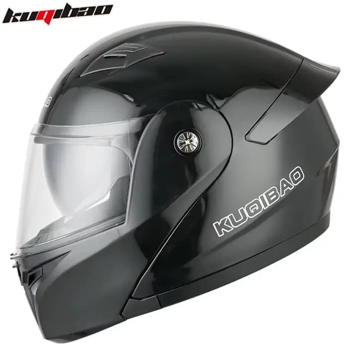 Casque de moto KUQIBAO avec casque Bluetooth intégré, casque de moto rabattable pour hommes, double